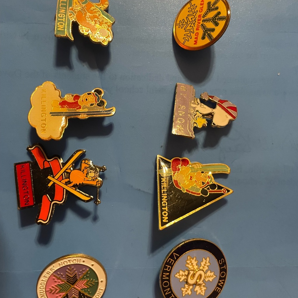 Vintage Killington, Stowe, and Mad River Glen ski pins